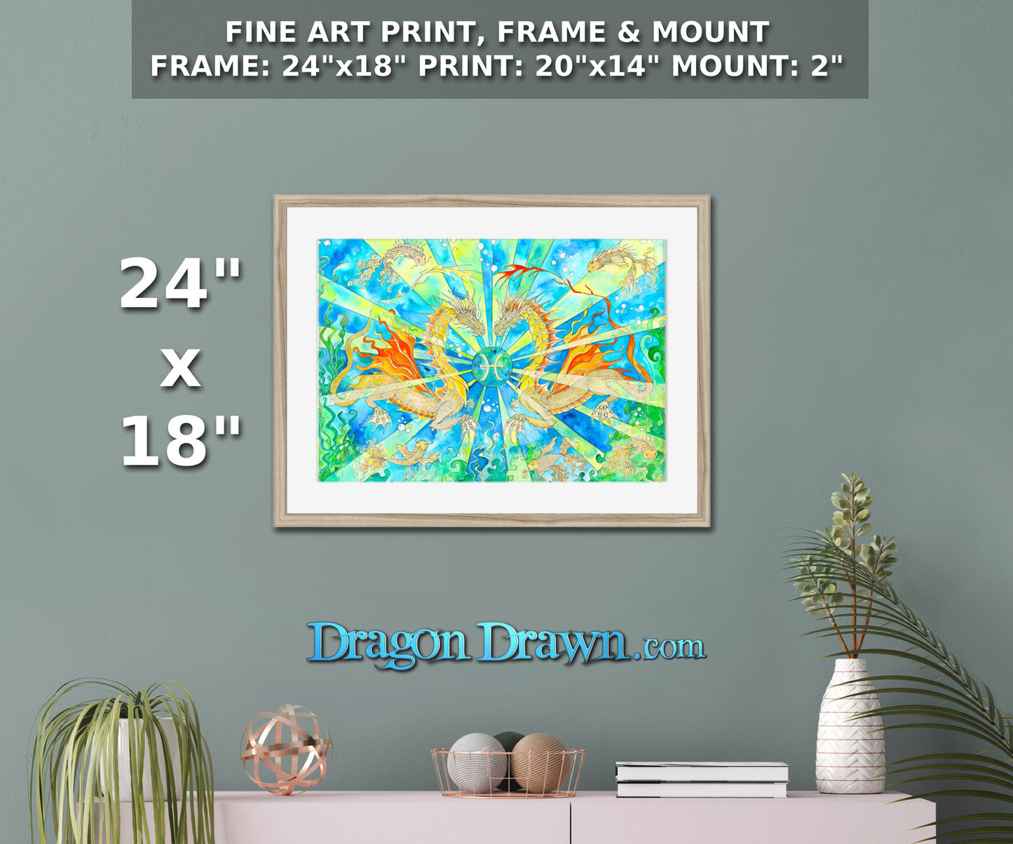 Dragons of Astrologica - Pisces Framed & Mounted Print