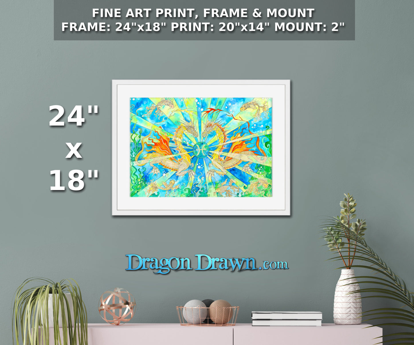 Dragons of Astrologica - Pisces Framed & Mounted Print
