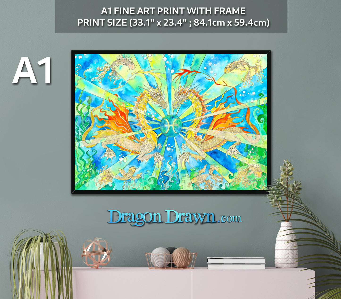 Dragons of Astrologica - Pisces Framed Print