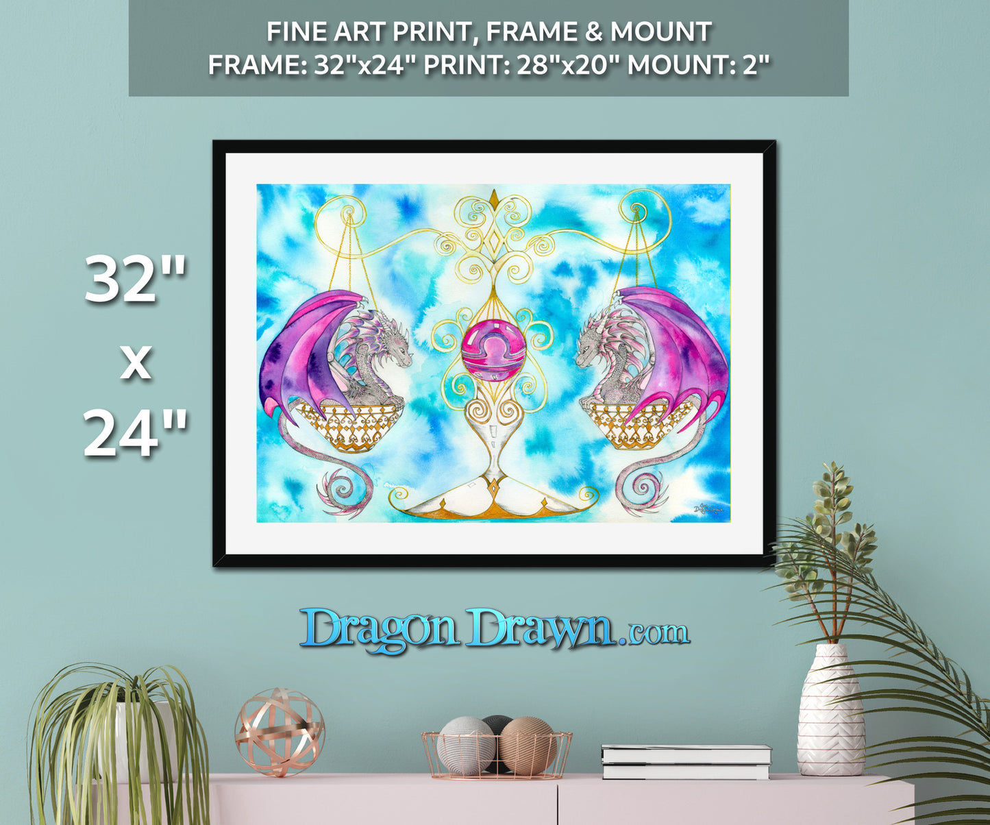 Dragons of Astrologica - Libra Framed & Mounted Print